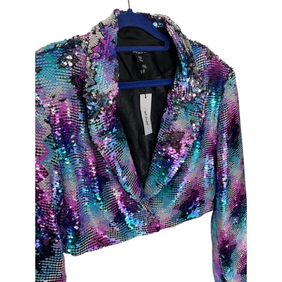 Nasty Gal Sequin Cropped Blazer NWT - Picture 3 of 7